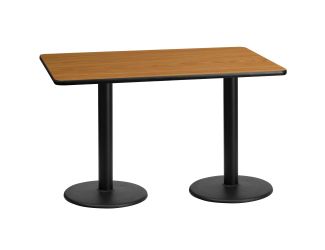 30" x 60" Natural Laminate Table Top with 18" Round Table Height Bases