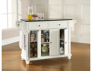 Cambridge Black Granite Top Kitchen Island (White)