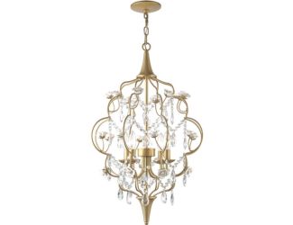 Floral 4-Light Chandelier with Cream Ceramic Roses and Acrylic Beads for Hardwire Installation in Br
