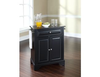 LaFayette Black Granite Top Kitchen Island Black Finish