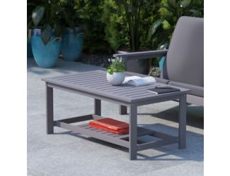 Indoor/Outdoor Poly Resin 2-Tier Adirondack Coffee Table - Gray