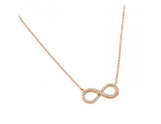 PARIKHS Rose Plated Clear CZ Infinity Pendant Necklace in 925 Sterling Silver