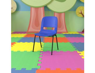 661 lb. Capacity Navy Ergonomic Shell Stack Chair w/Black Frame-16" Seat Height