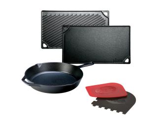 Lodge - 16.75 Inch Griddle, 12 Inch Skillet, & 2 Scrapers