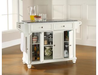 Cambridge Grey Granite Top Kitchen Island (White)