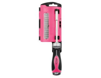 13-in-1 Ratcheting Screwdriver with Bit Set  Pink