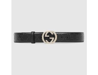 Mens Signature Black Leather Belt - (Size 36)