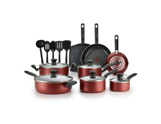 Initiatives Non-Stick 18-Piece Cookware Set - Red