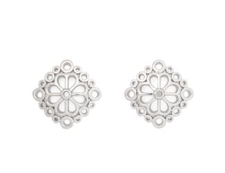Spade Flower Lace Studs - Silver
