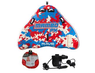 RAVE Sports - Mambo PX Towable, 1-Section 2-Rider Tow Rope, & High Pressure DC12V Electric Pump