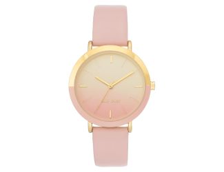 Women's Pink and Gold Ombre Dial Strap Watch