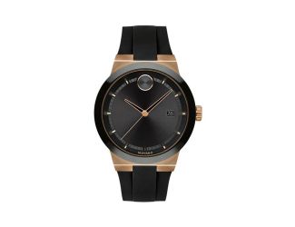 Mens Bold Fusion Black & Bronze Silicone Strap Watch Black Dial