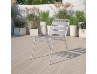 Commercial Aluminum Indoor-Outdoor Restaurant Stack Chair with Triple Slat Back