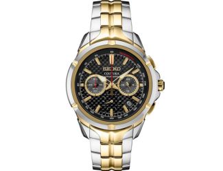 Seiko Coutura TT Quartz Chronograph Black Dial, Gold/Silver bracelet, Gold accents