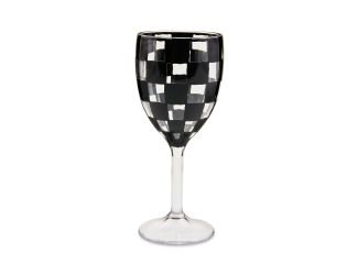Pink Check Acrylic Wine Goblets, Set of 4