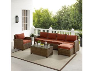 Bradenton 5Pc Wicker Outdoor Sectional Patio Furniture Set