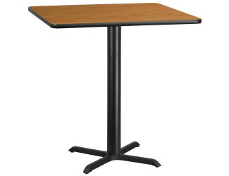 42" Square Natural Laminate Table Top with 33" x 33" Bar Height Table Base