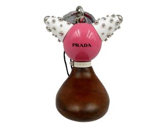 Prada Pradamalia Trick Robot Wood and Metal Begonia Pink Bag Charm