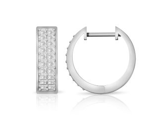 PARIKHS Princess cut Diamond Hoop Earring in 14K White Gold 0.30ct, Color-IJ, Clarity-VS2 SI1
