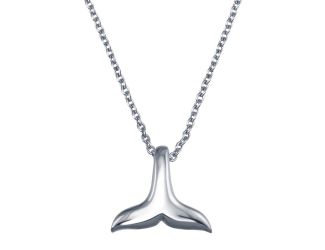 PARIKHS Rhodium Plated Whale Tail Pendant Necklace in 925 Sterling Silver