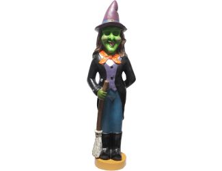 4-Ft. Scary Witch Holding a Broom Prelit LED Resin, Indoor or Covered Outdoor Halloween Decoration,