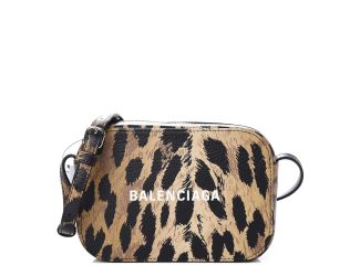 Balenciaga Calfskin Logo Printed Leopard XS Everyday Camera Bag