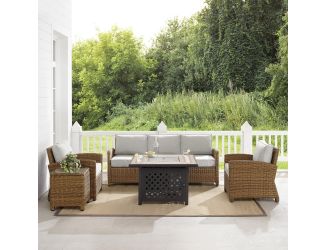 Bradenton 5Pc Outdoor Wicker Sofa Set W/Fire Table
