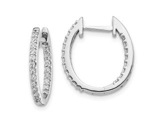 14K White Gold Spotlight Lab Grown Diamond In/Out Hinged Hoop Earrings, .50ctw
