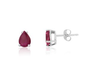 14K White Gold Pear Shape Ruby Earrings