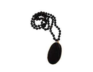 Black Agate Natural Stone Pendant Necklace