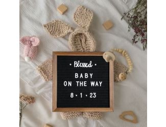 10x10 Wood Frame Letter Board with 389 PP Letters - Weathered Wood/Gray Felt