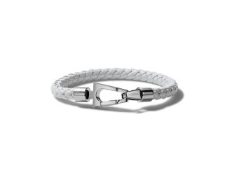 Braided Leather Bracelet - White - Medium