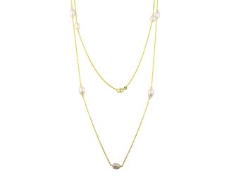 PARIKHS Gold Plated Fresh Water Pearls Necklace in 925 Sterling Silver
