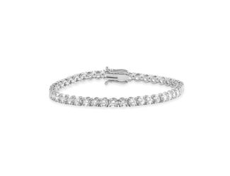 Bright White Privilege Round Lab Grown Diamond Tennis Bracelet in 14K White Gold 6.00ct,EF,VS1 VS2