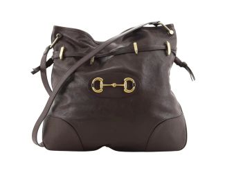 Gucci 1955 Morsetto Large Leather Horsebit Drawstring Brown Bucket Bag