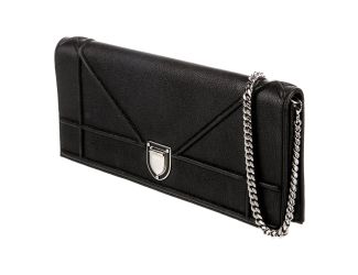 Dior Black Calfskin Leather Diorama Wallet on Chain