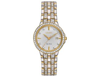 Ladies' Silhouette Crystal Eco-Drive Watch, Two-tone SS Bracelet, Swarvoski Crystal Accents