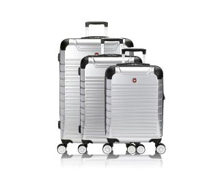 7782 Expandable 3pc Hardside Luggage Set Silver