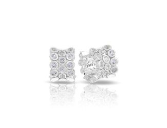 Belle Etoile Round Cubic Zirconia studded Shimmer Earrings - 925 Sterling Silver.