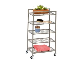 Rolling Bathroom Steel Storage Cart 5 Tiers