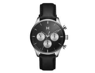 Men's Airhawk Multi-Dial Black Leather Strap Watch Black Dial