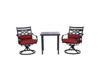 Montclair 3-Piece Bistro Dining Set in Chili Red with 2 Swivel Rockers and a 27-In.Square Table