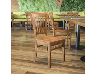 Vertical Slat Back Natural Wood Restaurant Chair - Hospitality Seating