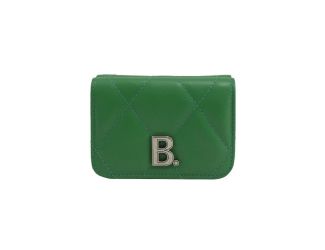 Balenciaga Touch Leaf Green Nappa Leather Quilted Mini Trifold Wallet