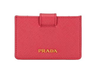 Prada Saffiano Leather Card Case Wallet Accordion Peonia Pink