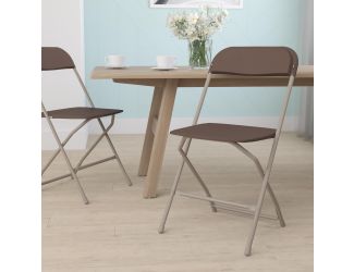 Folding Chair - Brown Plastic  650LB Weight Capacity - Event Chair