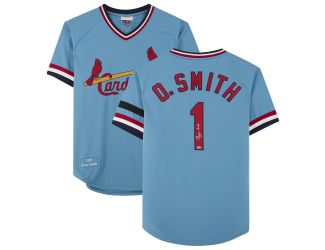 Autographed Mitchell & Ness Authentic Light Blue Jersey - Ozzie Smith, St. Louis Cardinals