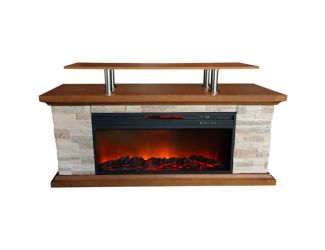 60-in. Faux Stone Media Fireplace Heater with Remote Control