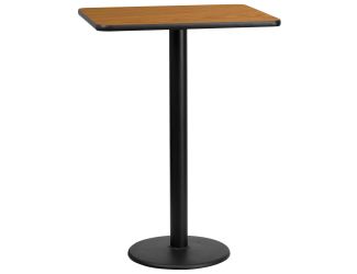 24" x 30" Natural Laminate Table Top with 18" Round Bar Height Table Base
