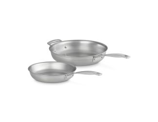 2pc Classic Stainless Steel Frying Pan Set